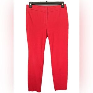 J. Jill Slim Straight Pants Size 10 Red Stretch Mid Rise Chino Zip Trouser Dress